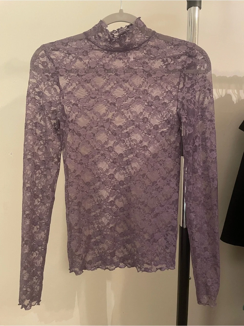 Urban Outfitters Purple Sheer Lace Long Sleeve Tee